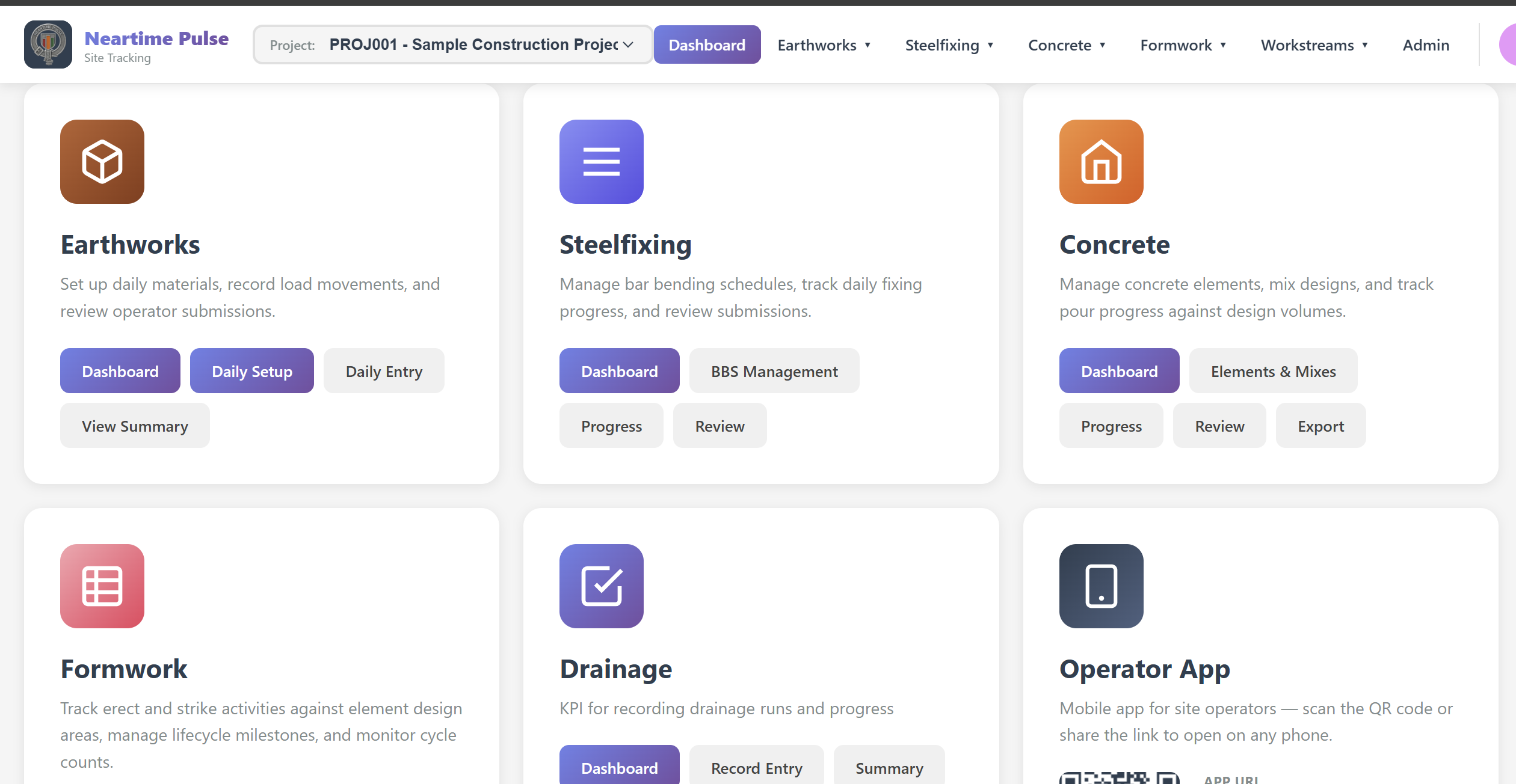 Neartime Pulse workstream dashboard